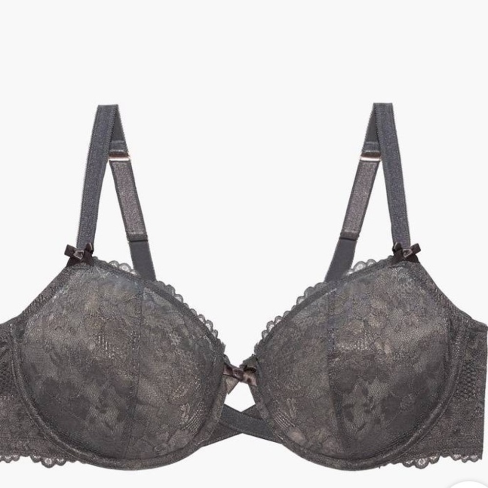 NWT - 38DDD Savage X Fenty Gray Floral Lace Bra